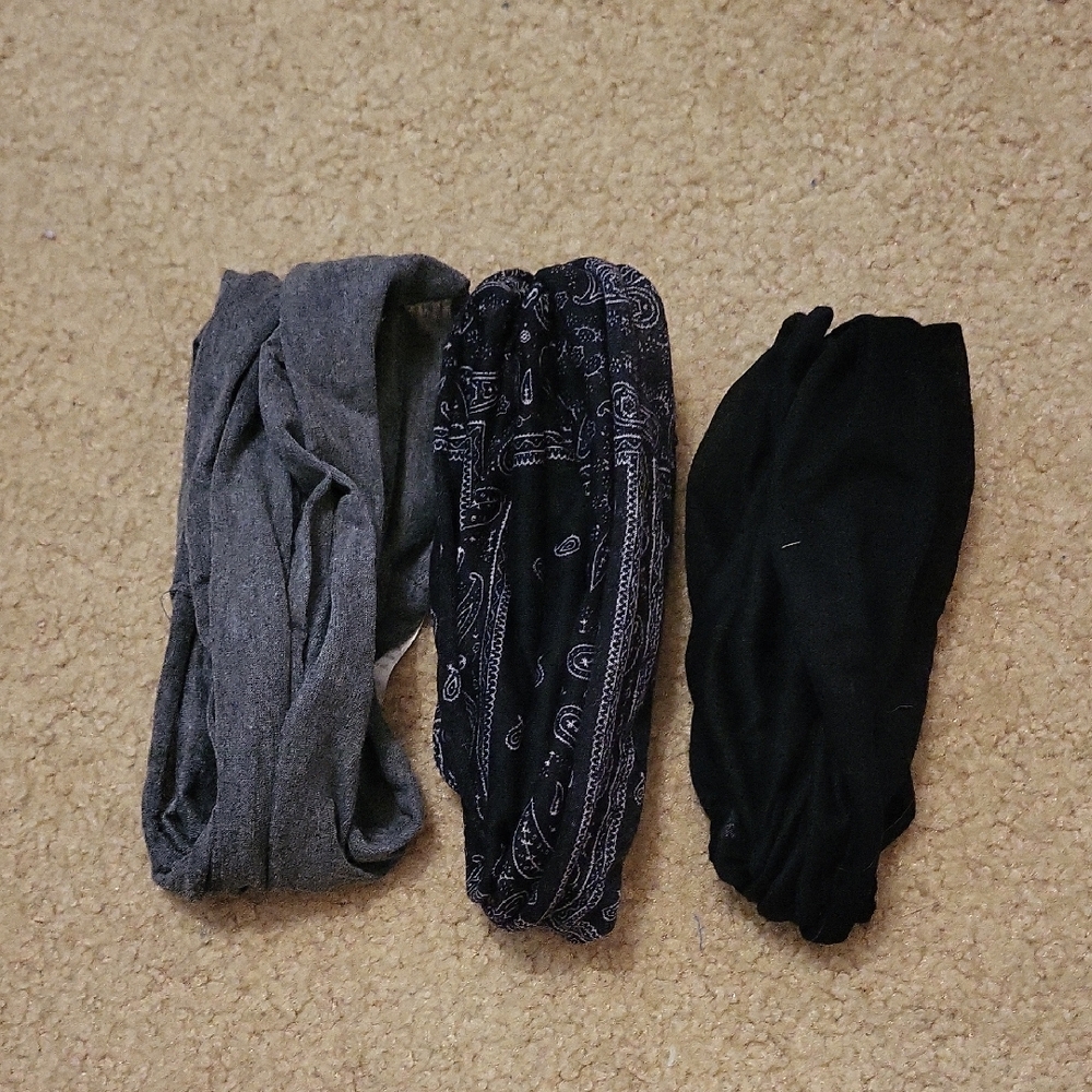 Set of Three Headbands - Gray, Black, and Paisley